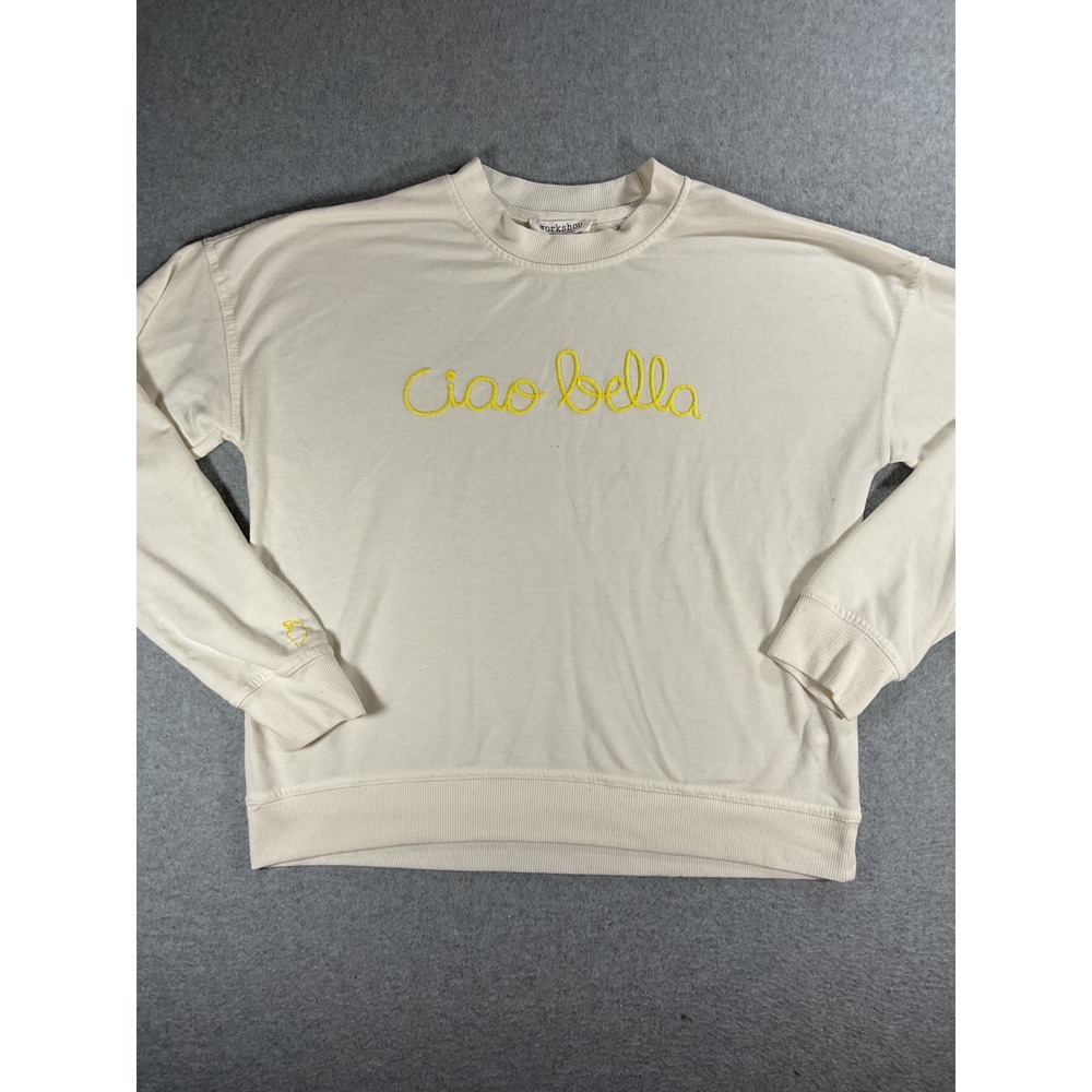 Workshop Republic Clothing Ciao Bella Embroidered Sweatshirt Cream Small 1497